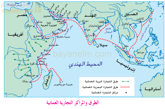 خريطة الطرق والمراكز التجارية العمانية