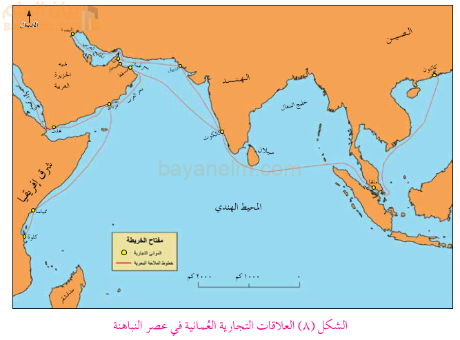 خريطة العلاقات التجارية العمانية في عصر النباهنة