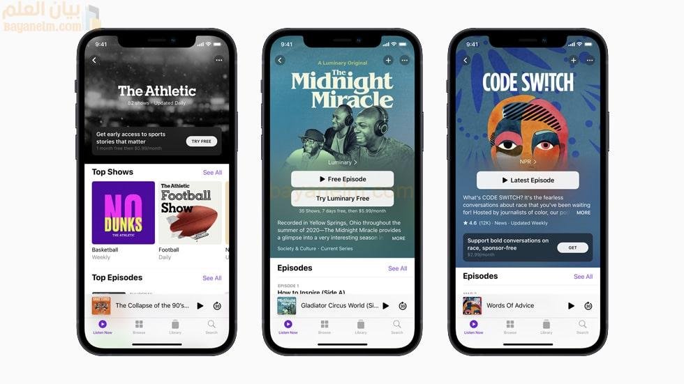 تقوم Apple Podcasts بتوسيع النسخ إلى ثماني لغات أخرى