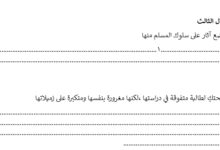 نموذج الاختبار القصير الاول لمادة التربية الاسلامية للصف الثاني عشر الفصل الدراسي الاول المنهج العماني