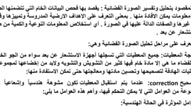 تقرير عن تحليل الصور الفضائية لمادة الجغرافيا والتقنيات الحديثة للصف الثاني عشر