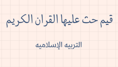 ملخص وشرح درس قيم حث عليها الاسلام لمادة التربية الاسلامية للصف الحادي عشر الفصل الدراسي الاول المنهج العماني