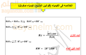 كتيب الخلاصة في قوانين مادة الكيمياء للصف الثاني عشر الفصل الدراسي الاول المنهج العماني