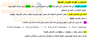 ملخص درس الاحماض والقواعد القوية والضعيفة لمادة الكيمياء للصف الثاني عشر الفصل الدراسي الاول المنهج العماني