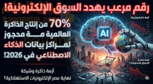 رقم مرعب يهدد السوق الإلكترونية: 70% من إنتاج الذاكرة العالمية محجوز لمراكز بيانات الذكاء الاصطناعي في 2026!